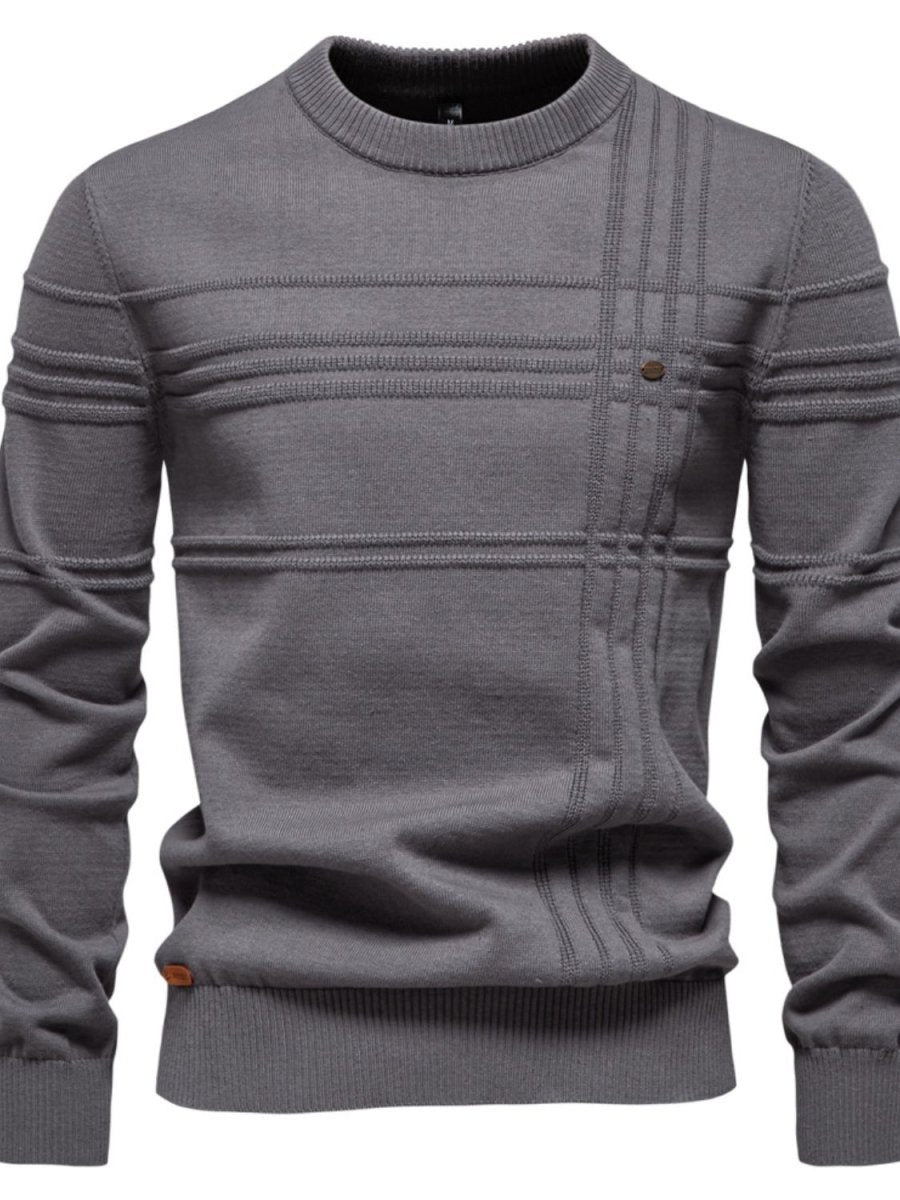 Men's Round Neck Striped Sweater - S. M. & Co.