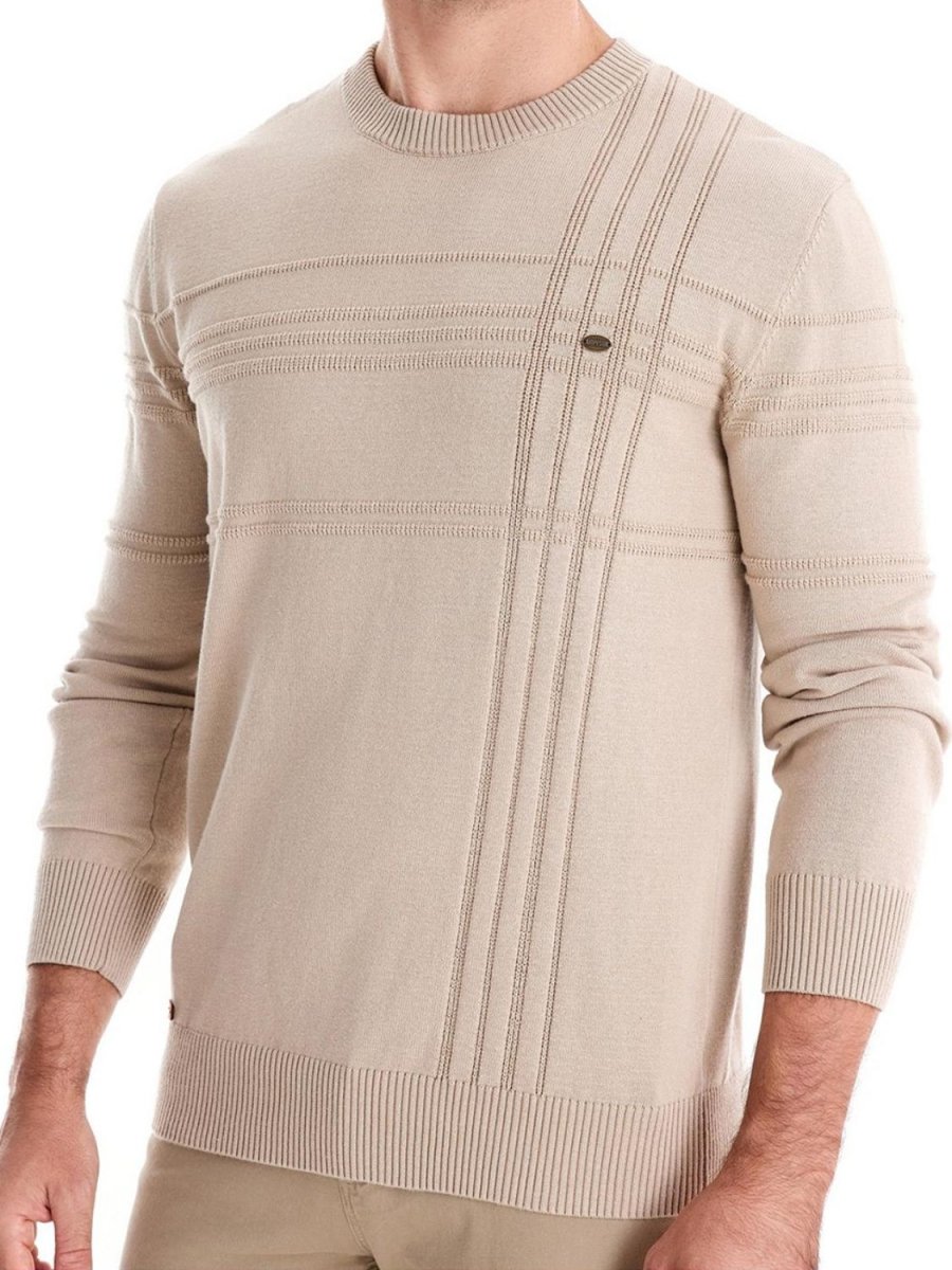 Men's Round Neck Striped Sweater - S. M. & Co.