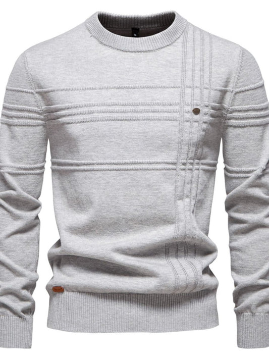 Men's Round Neck Striped Sweater - S. M. & Co.