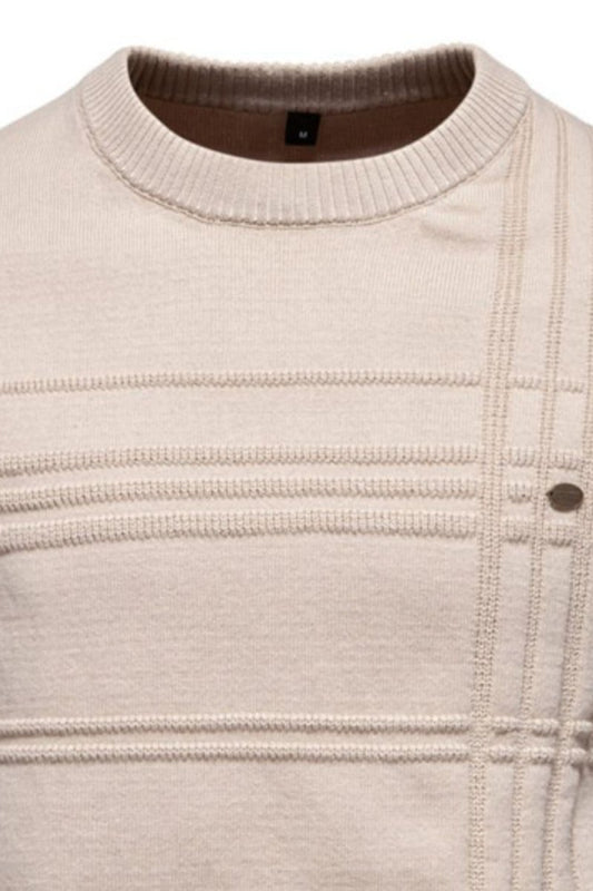 Men's Round Neck Striped Sweater - S. M. & Co.