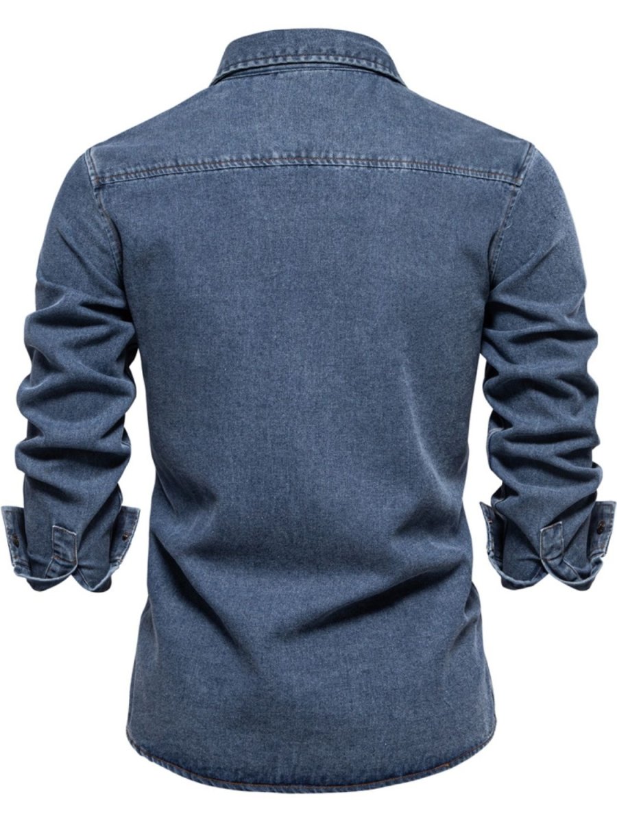 Men's Snap Down Long Sleeve Denim Shirt - S. M. & Co.