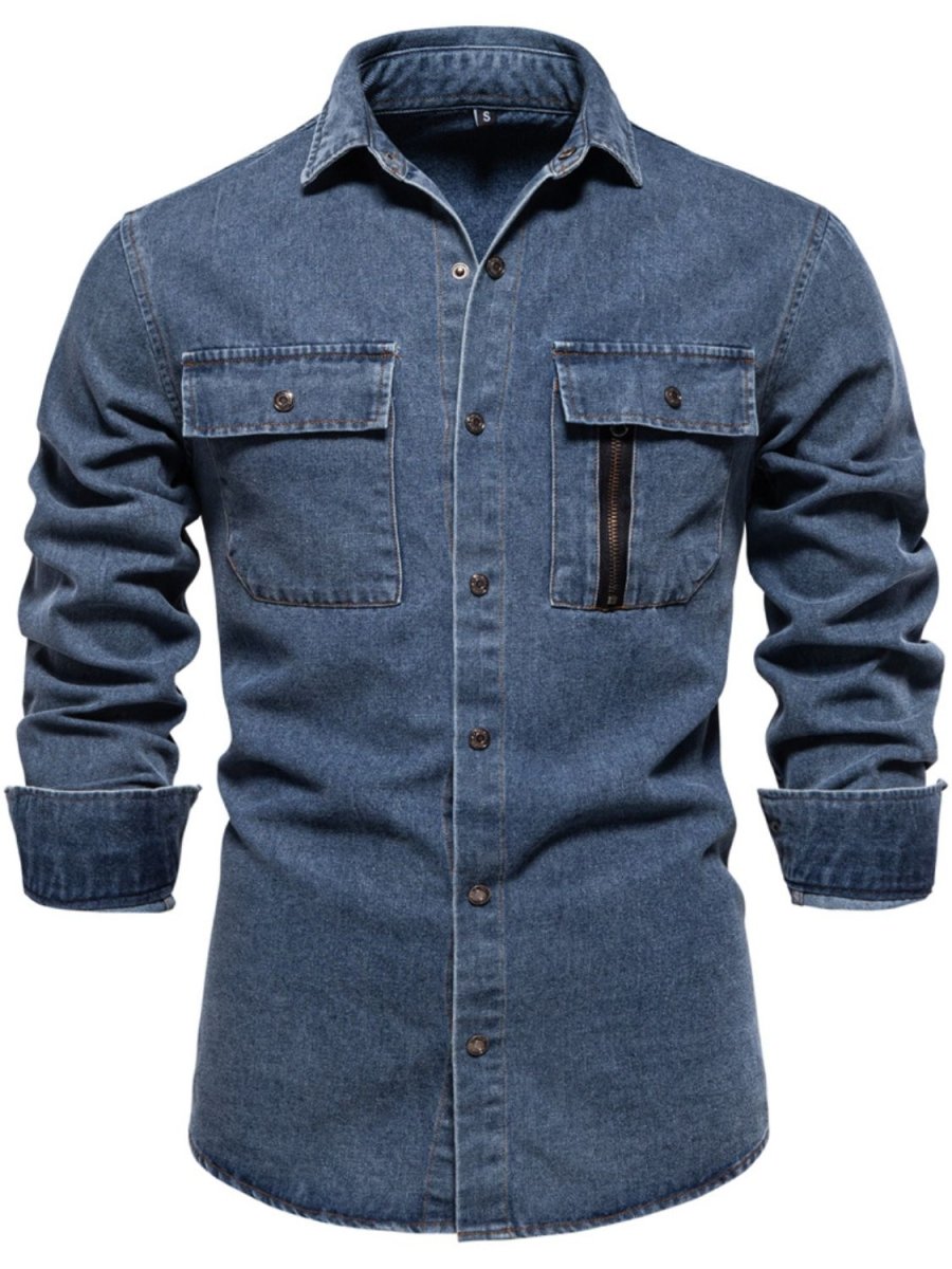 Men's Snap Down Long Sleeve Denim Shirt - S. M. & Co.