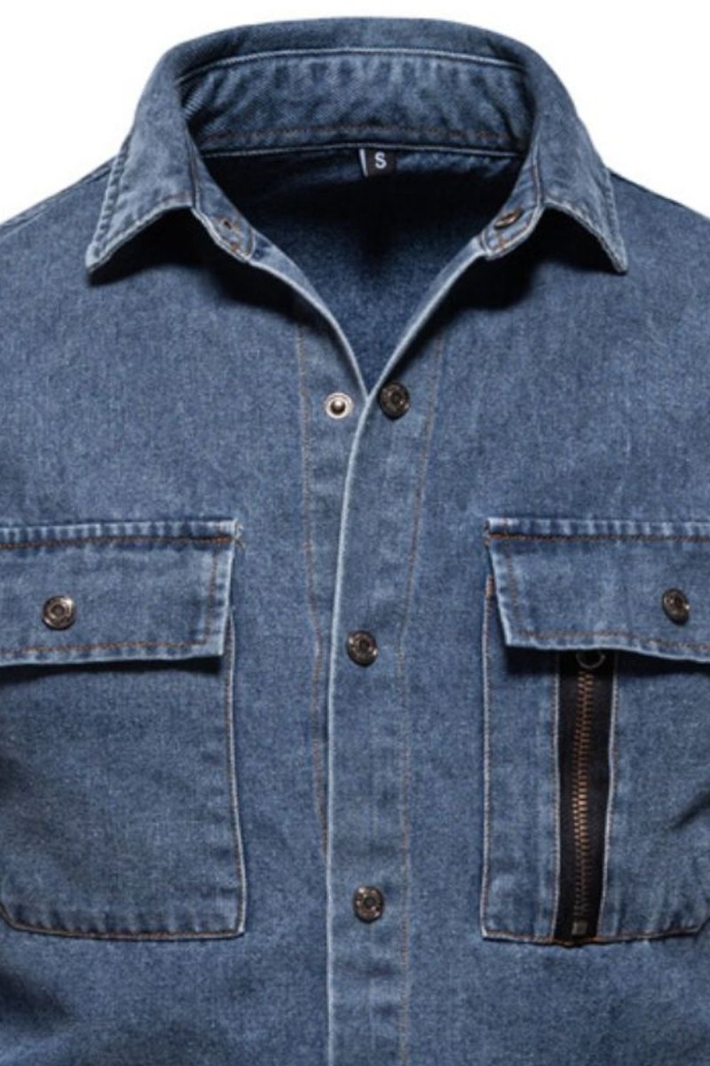 Men's Snap Down Long Sleeve Denim Shirt - S. M. & Co.