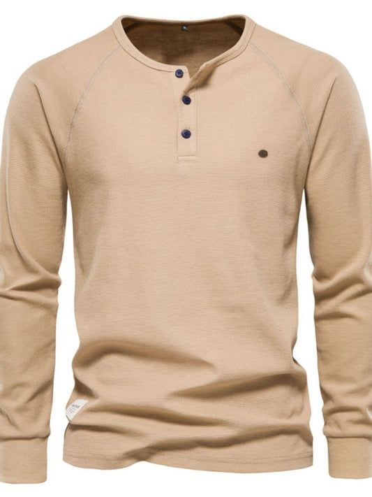 Men's Waffle - Knit Long Sleeve T-Shirt - S. M. & Co.