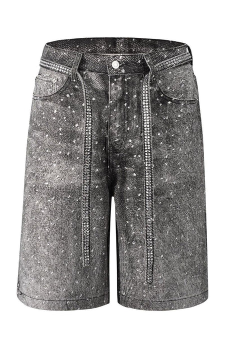 Men's Washed Rhinestone Denim Bermuda Shorts - S. M. & Co.