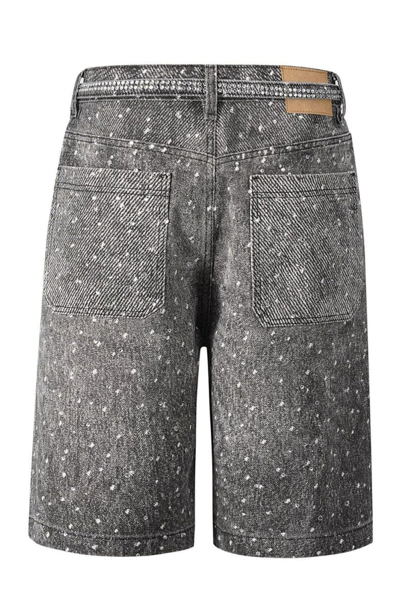 Men's Washed Rhinestone Denim Bermuda Shorts - S. M. & Co.