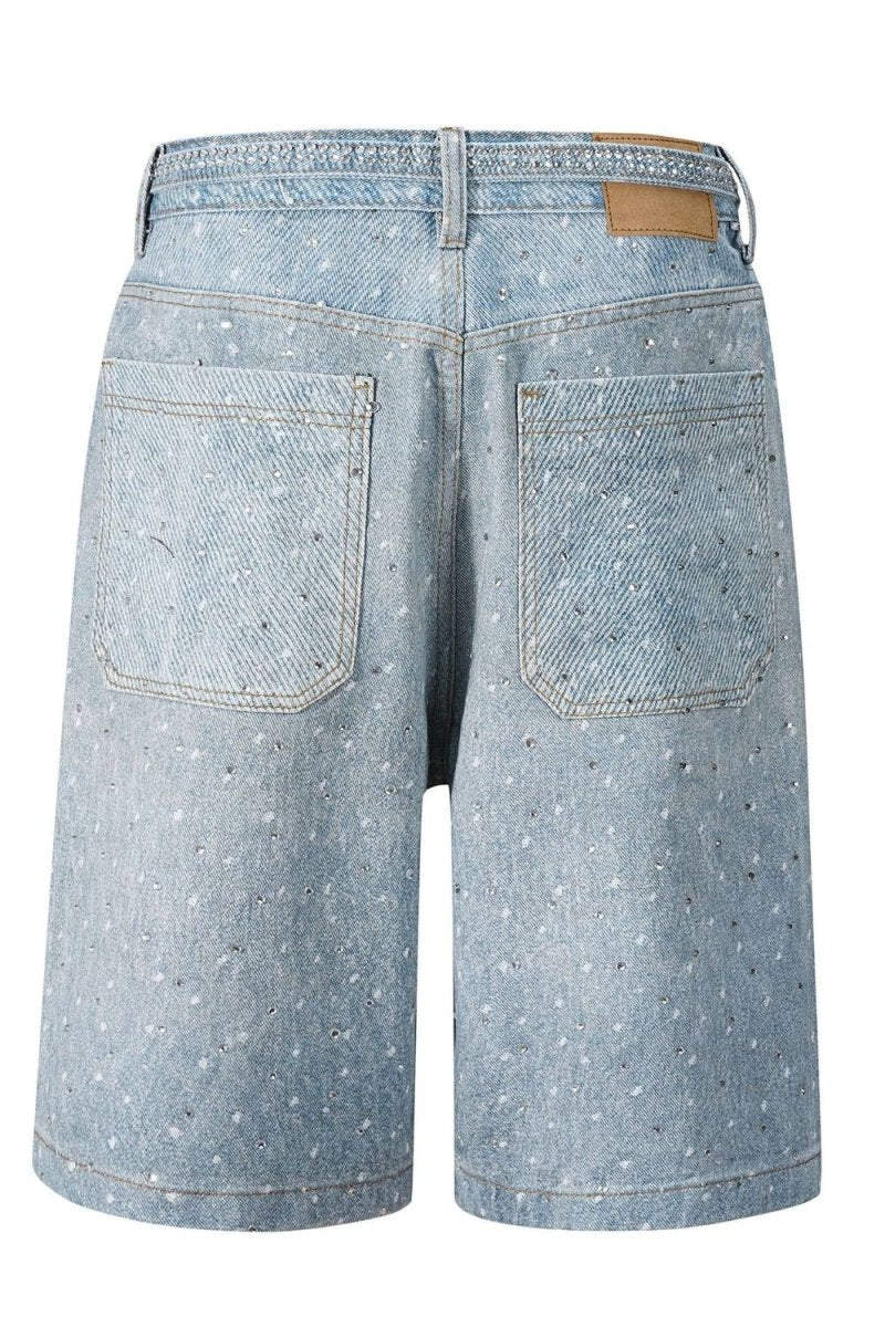 Men's Washed Rhinestone Denim Bermuda Shorts - S. M. & Co.