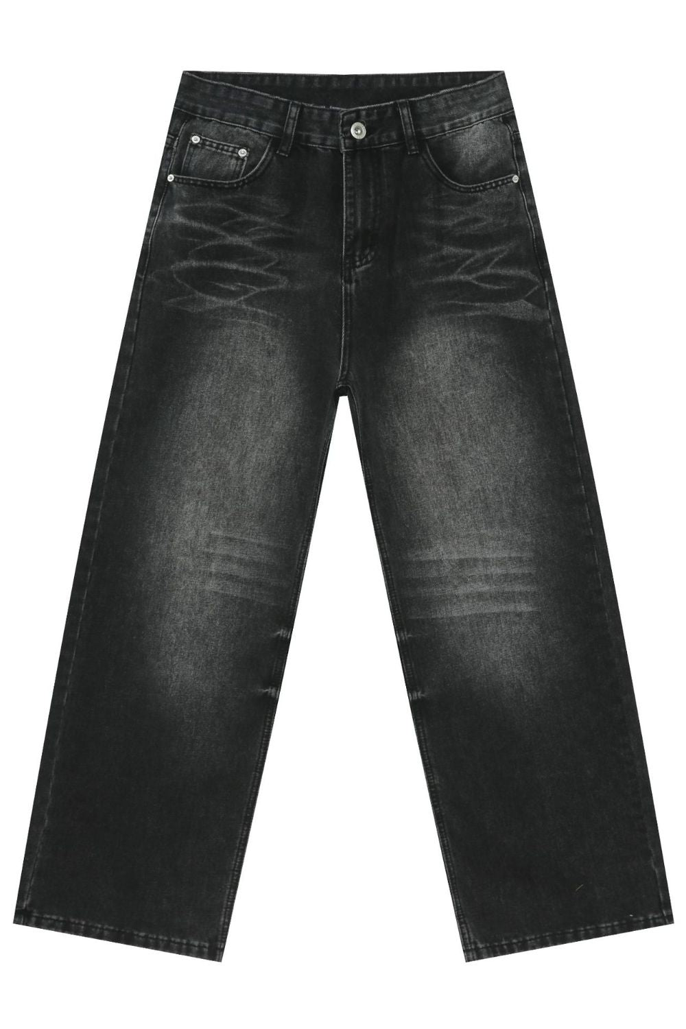 Men's Washed Wide Leg Jeans with Pockets - S. M. & Co.