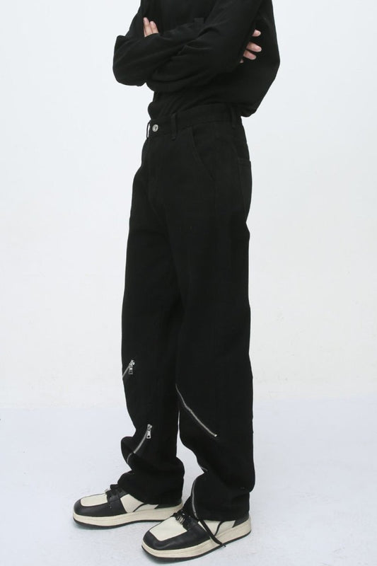 Men's Zip Decor Straight Leg Jeans - S. M. & Co.