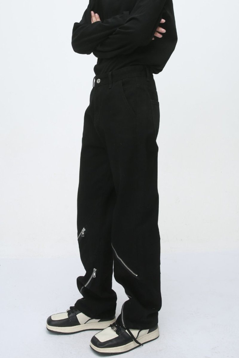 Men's Zip Decor Straight Leg Jeans - S. M. & Co.