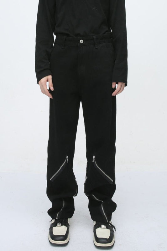 Men's Zip Decor Straight Leg Jeans - S. M. & Co.