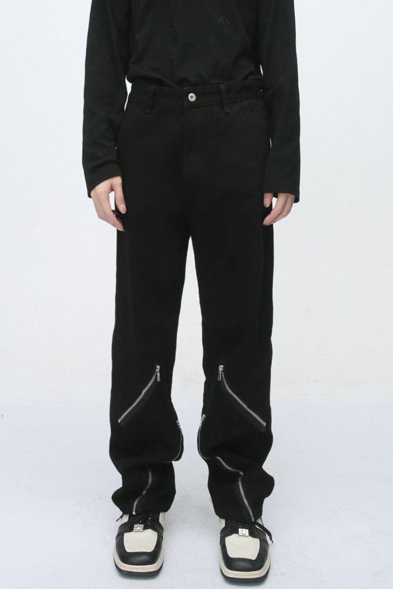 Men's Zip Decor Straight Leg Jeans - S. M. & Co.