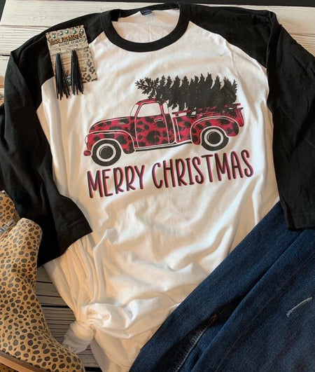 Merry Christmas Truck Raglan - S. M. & Co.