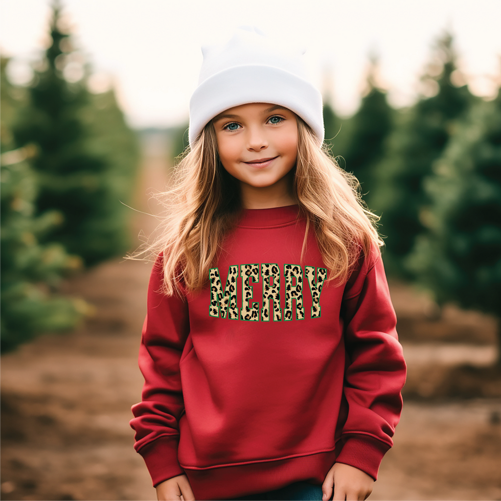 Leopard Merry Red Youth Sweatshirt