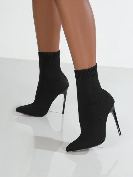 Mesh Point Toe Stiletto Boots - S. M. & Co.