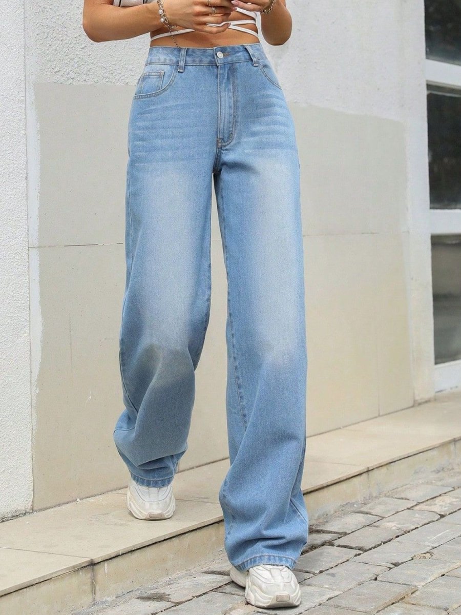 Mid Rise Wide Leg Jeans - S. M. & Co.