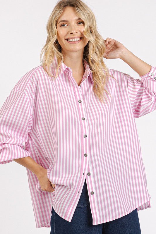 Mittoshop Button Down Striped Long Sleeve Shirt - S. M. & Co.