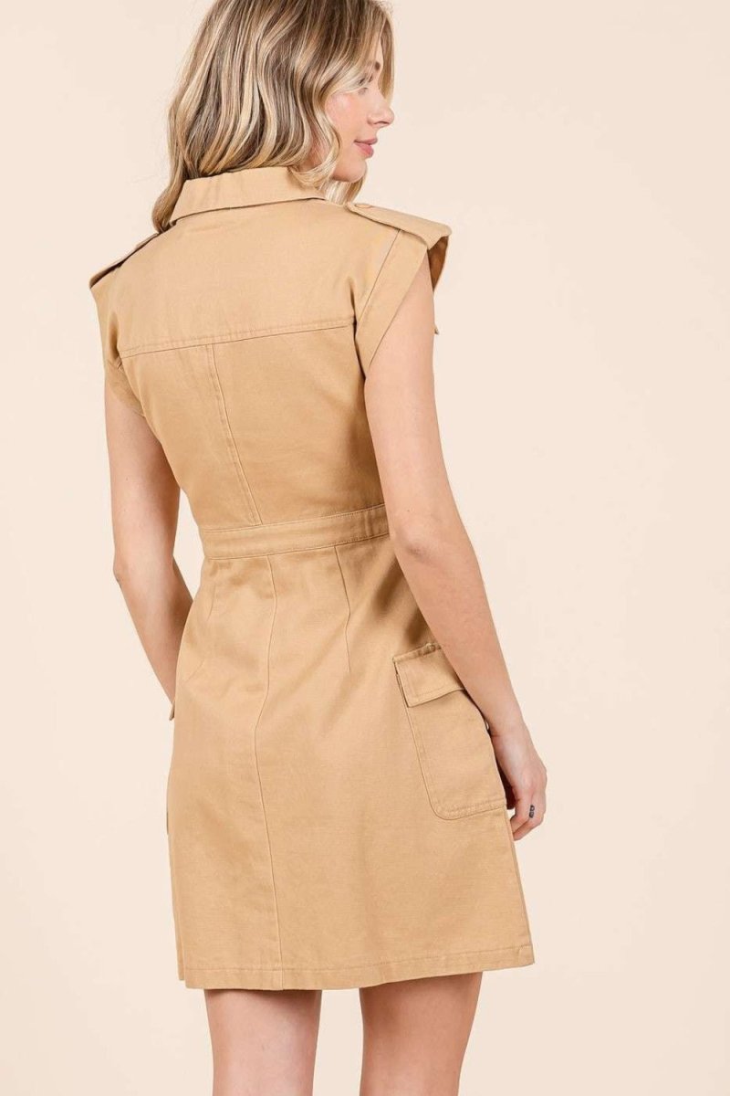 Mittoshop Cargo Pocket Half Button Mini Dress - S. M. & Co.