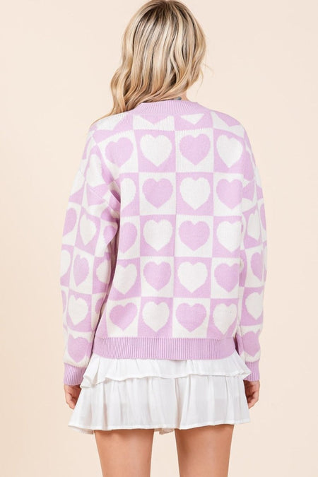 Mittoshop Checkered Heart Button Down Cardigan - S. M. & Co.