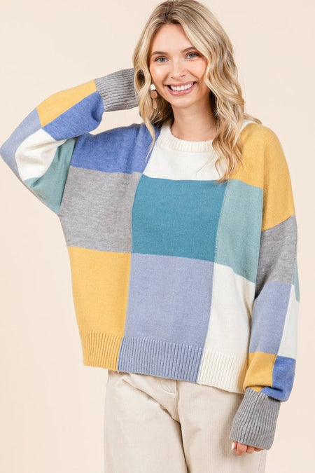 Mittoshop Color Block Round Neck Sweater - S. M. & Co.