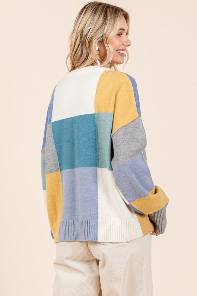 Mittoshop Color Block Round Neck Sweater - S. M. & Co.