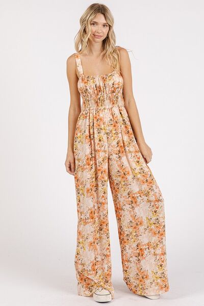 Mittoshop Flower Print Gathered Bust Sleeveless Jumpsuit - S. M. & Co.