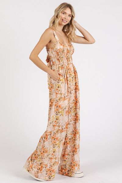 Mittoshop Flower Print Gathered Bust Sleeveless Jumpsuit - S. M. & Co.