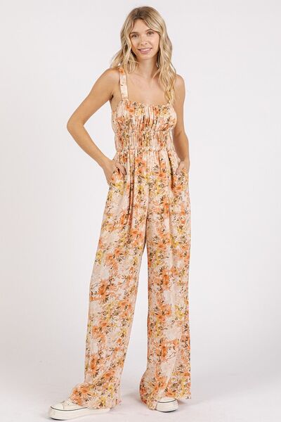 Mittoshop Flower Print Gathered Bust Sleeveless Jumpsuit - S. M. & Co.