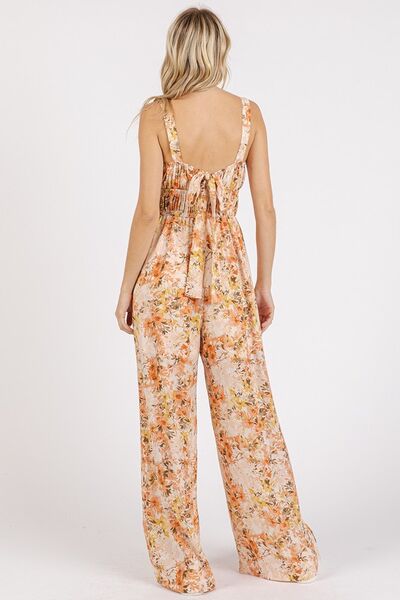 Mittoshop Flower Print Gathered Bust Sleeveless Jumpsuit - S. M. & Co.