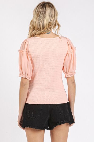 Mittoshop Frill Round Neck Half Sleeve Blouse - S. M. & Co.