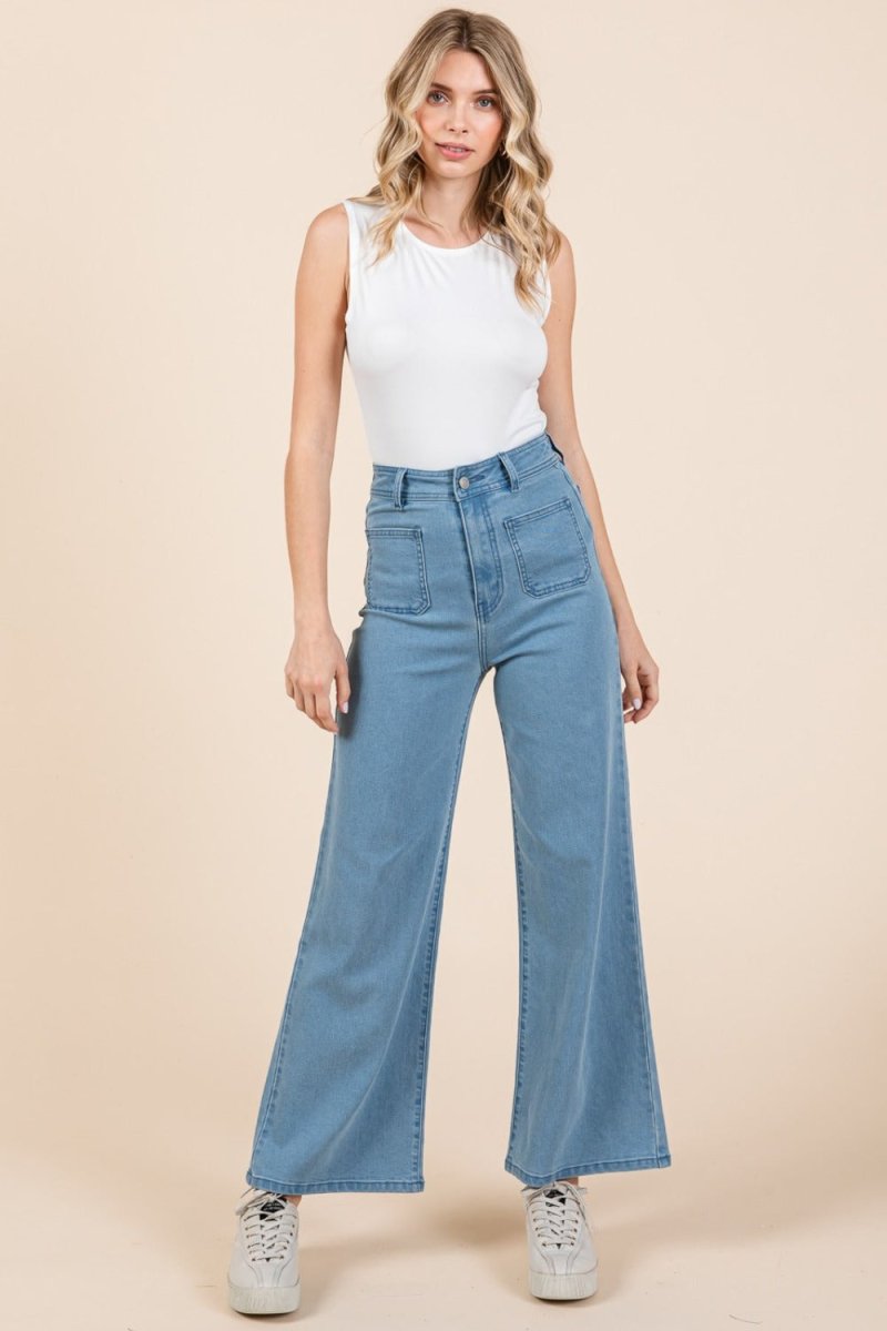 Mittoshop High Waist Wide Leg Jeans - S. M. & Co.