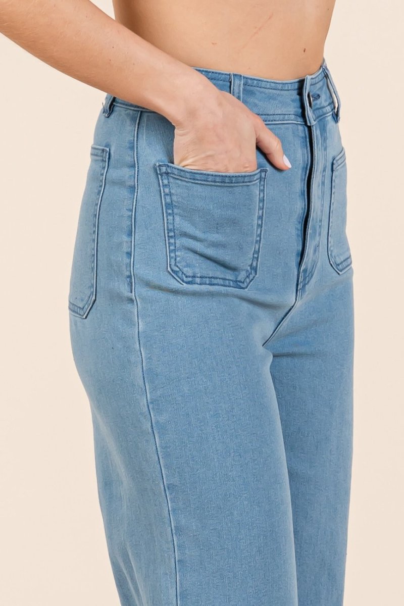 Mittoshop High Waist Wide Leg Jeans - S. M. & Co.