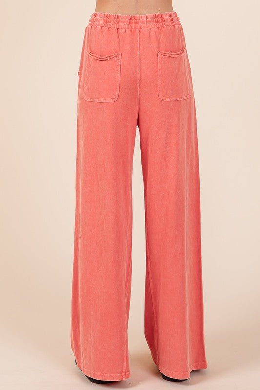 Mittoshop Mineral Wash French Terry Drawstring Wide Leg Pants - S. M. & Co.