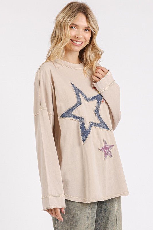 Mittoshop Mineral Wash Star Patch Long Sleeve T-Shirt - S. M. & Co.