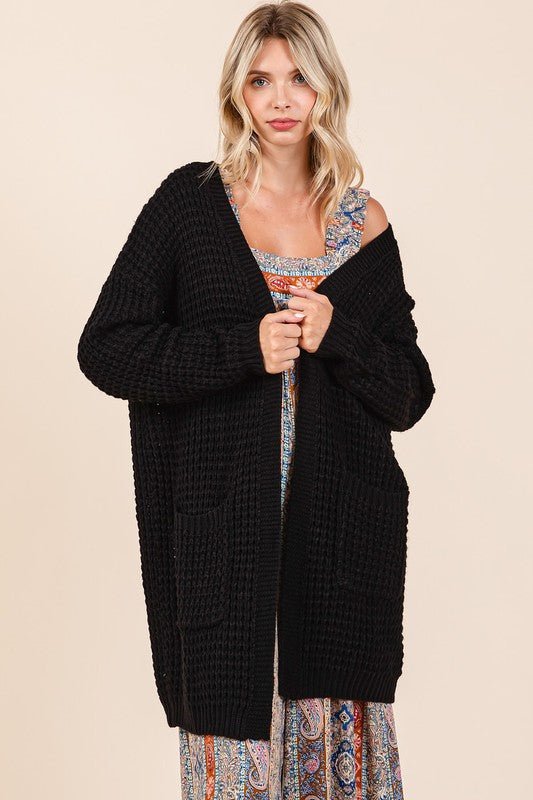 Mittoshop Open Front Long Sleeve Longline Cardigan - S. M. & Co.