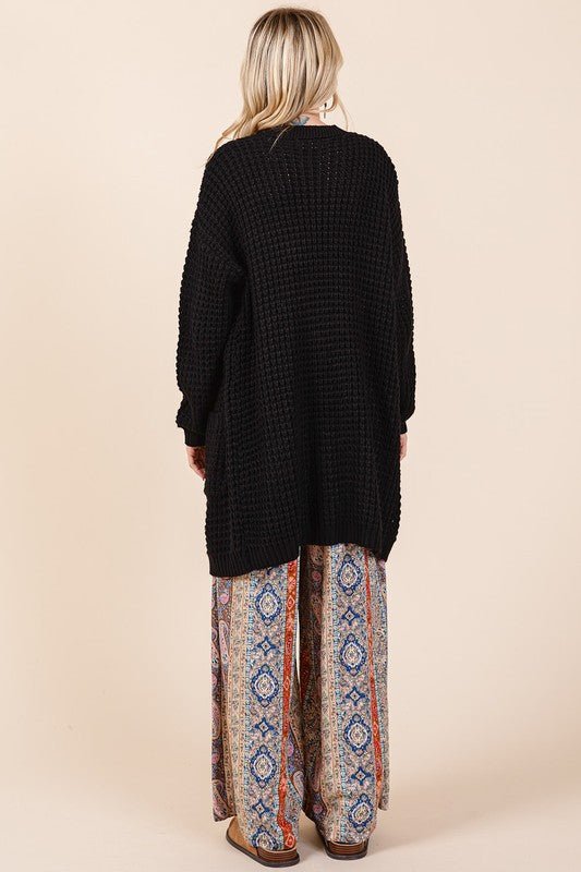 Mittoshop Open Front Long Sleeve Longline Cardigan - S. M. & Co.