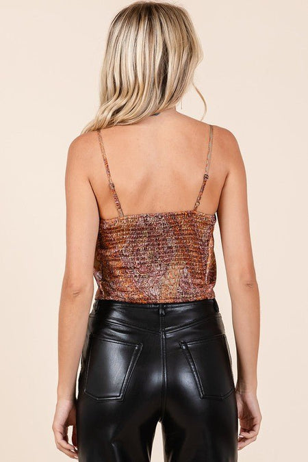 Mittoshop Paisley Patchwork Print Satin Cowl Neck Crop Cami - S. M. & Co.