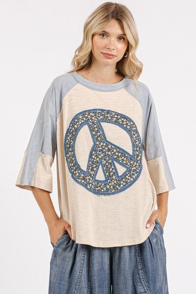 Mittoshop Peace Sign Patch Mineral Washed T-Shirt - S. M. & Co.