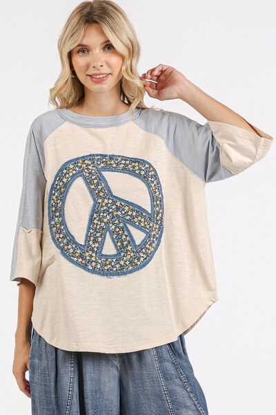 Mittoshop Peace Sign Patch Mineral Washed T-Shirt - S. M. & Co.