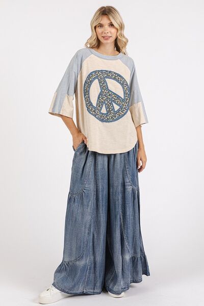 Mittoshop Peace Sign Patch Mineral Washed T-Shirt - S. M. & Co.