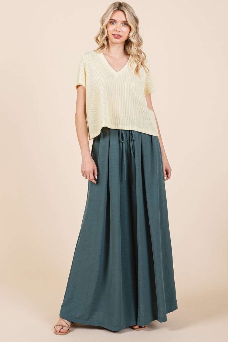 Mittoshop Pleated Wide Leg Pants - S. M. & Co.