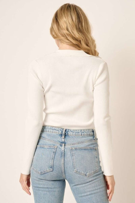 Mittoshop Polo Long Sleeve Ribbed Knit Top - S. M. & Co.