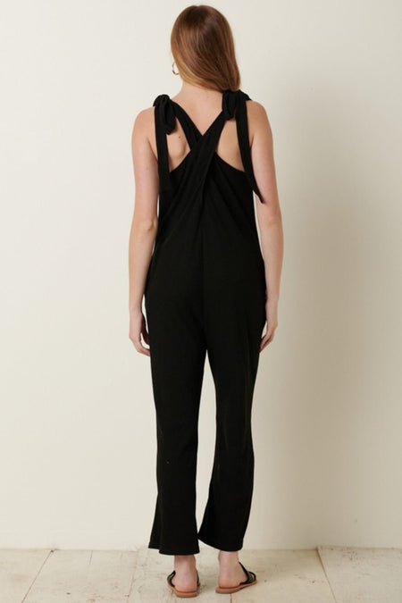 Mittoshop Rib Knit V-Neck Cross Back Jumpsuit - S. M. & Co. Jumpsuit