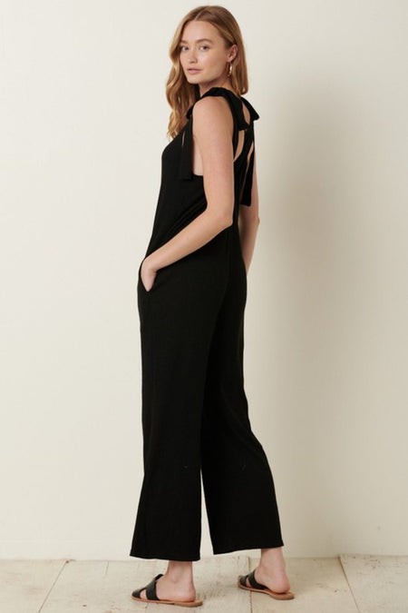 Mittoshop Rib Knit V-Neck Cross Back Jumpsuit - S. M. & Co. Jumpsuit