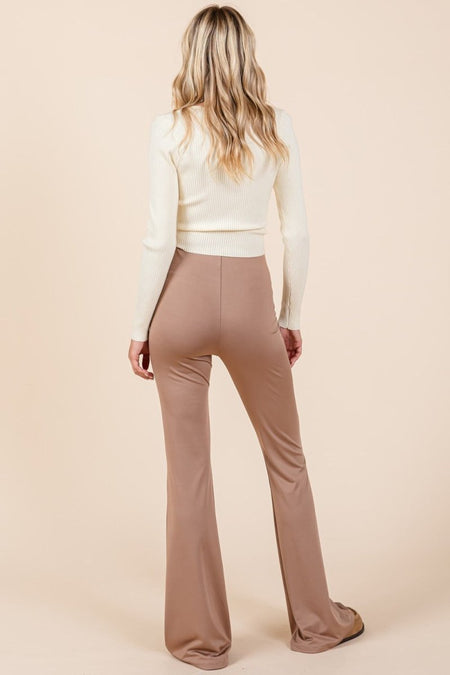 Mittoshop Stretchy Soft Elastic Waist Flare Pants - S. M. & Co.