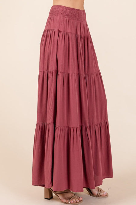 Mittoshop Tier Detail Smocked Elastic Waist Wide Leg Pants - S. M. & Co.