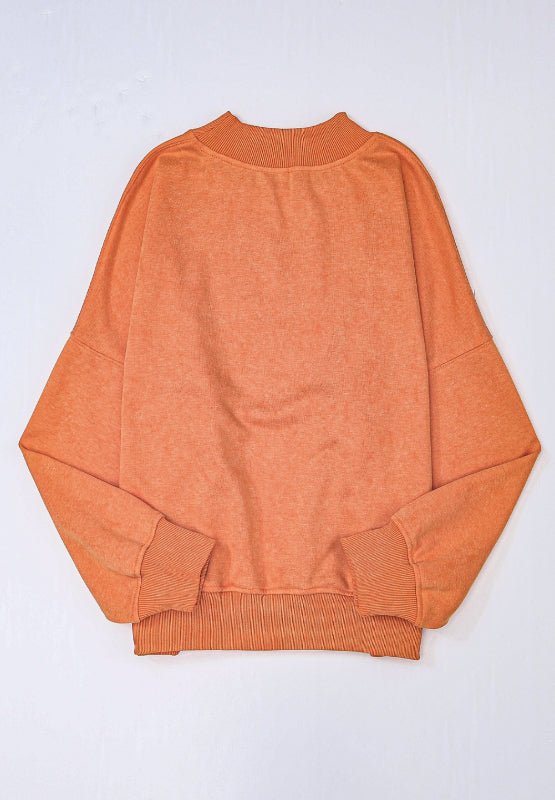 Mock Neck Dropped Shoulder Sweatshirt - S. M. & Co.