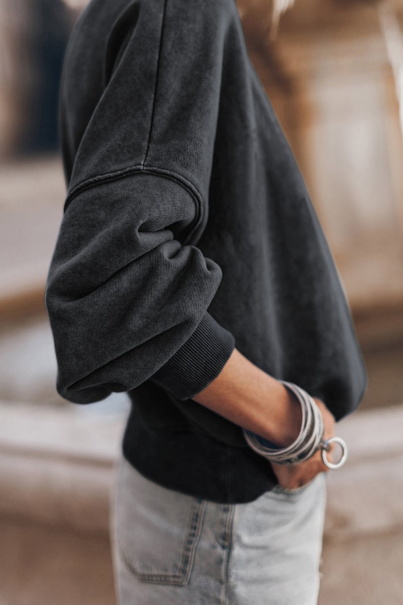 Mock Neck Dropped Shoulder Sweatshirt - S. M. & Co.