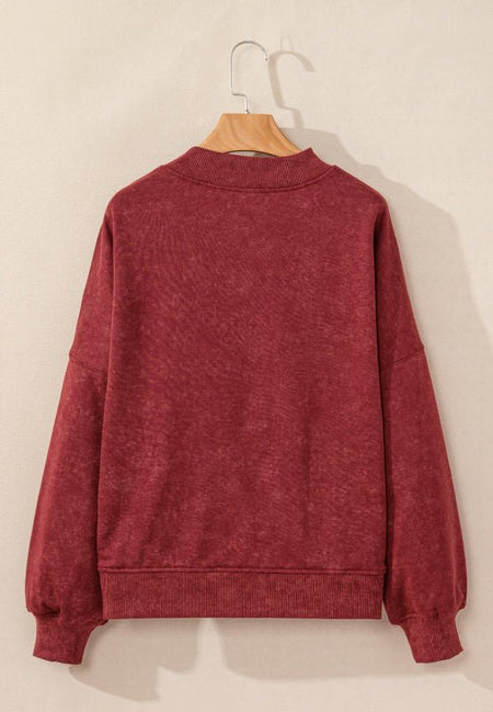 Mock Neck Dropped Shoulder Sweatshirt - S. M. & Co.