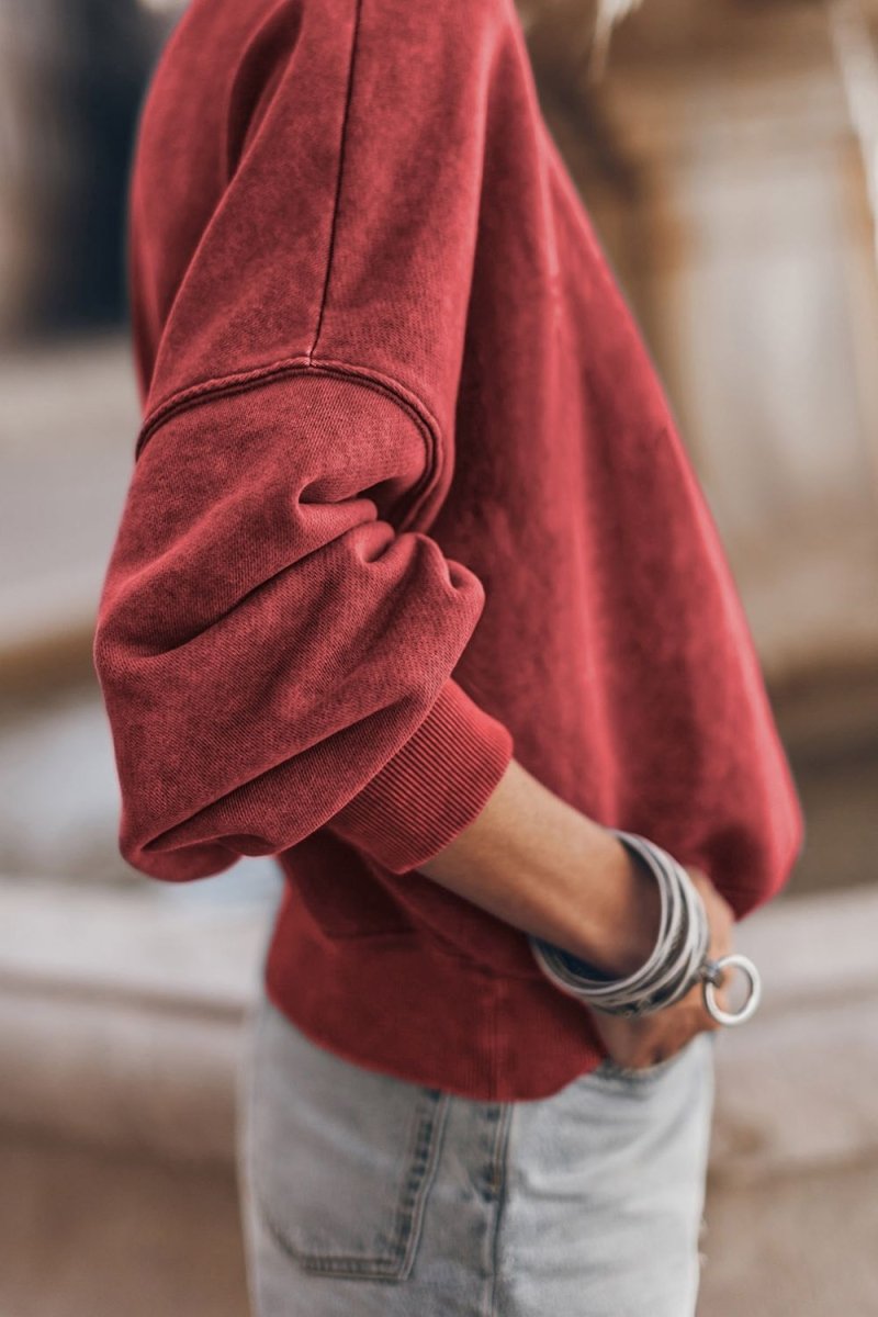 Mock Neck Dropped Shoulder Sweatshirt - S. M. & Co.